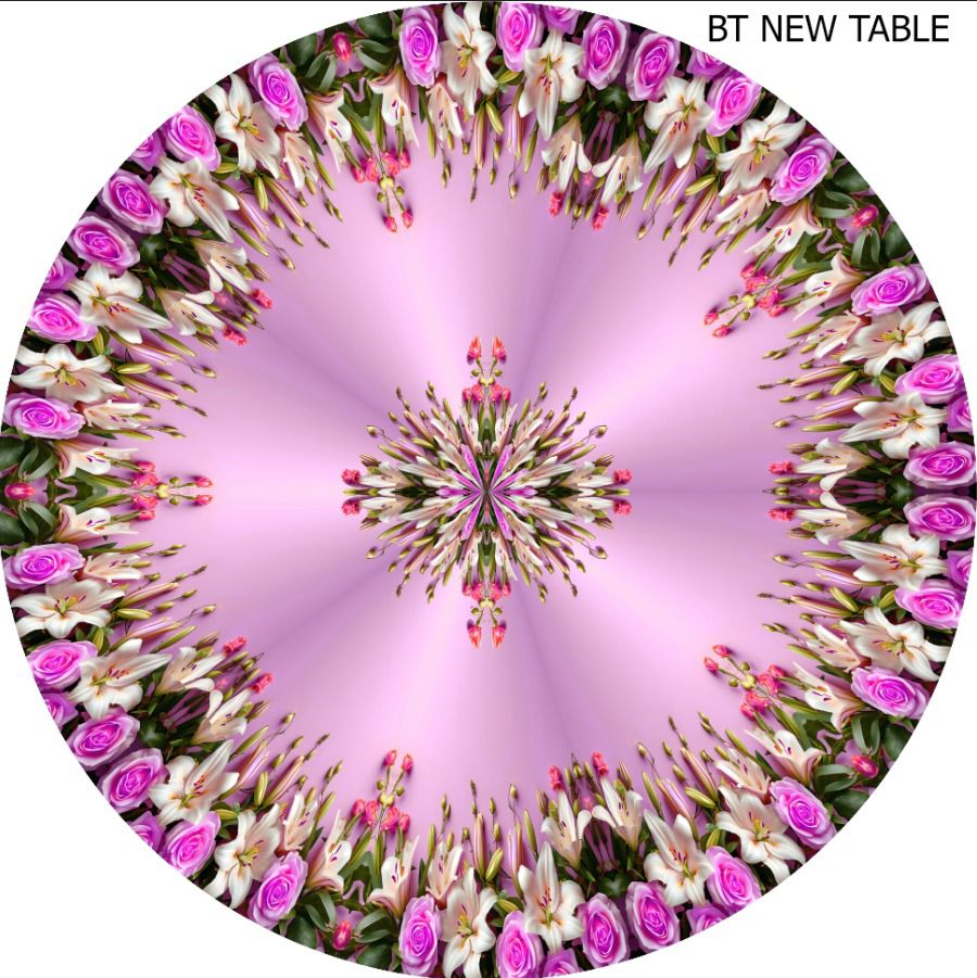 Digital Print Floral Symetric Table Cloth (Round Table) - Pink