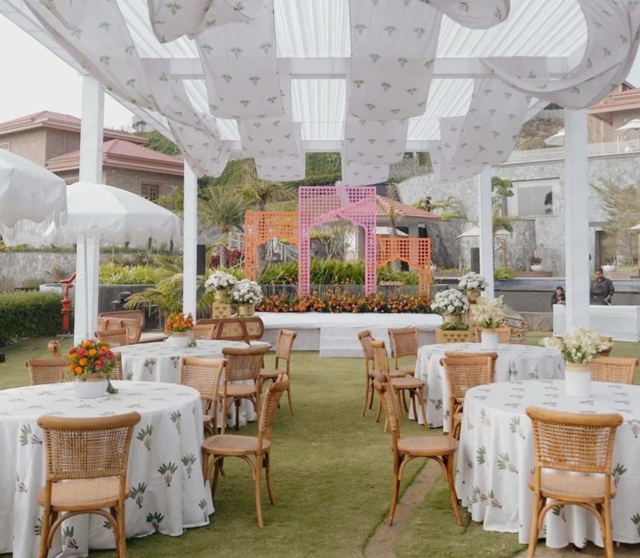 White Floral Draping Cieling Cloth