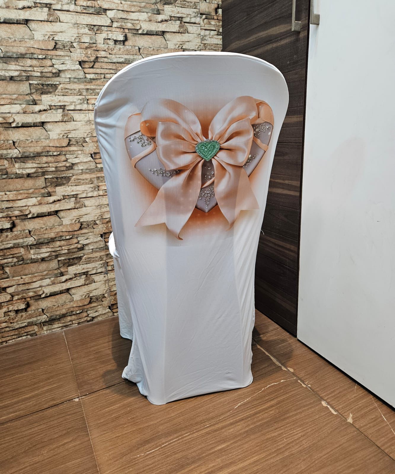Digital Back Print White Chair Cover